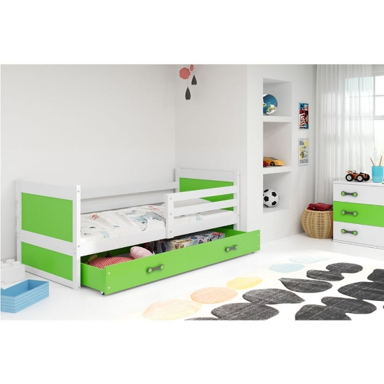 Slika BMS Rico krevet + ladica 190 x 80 cm, BIA/zelena