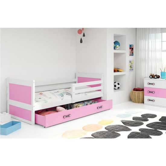 Slika BMS Rico krevet + ladica 190 x 80 cm, BIA/roza