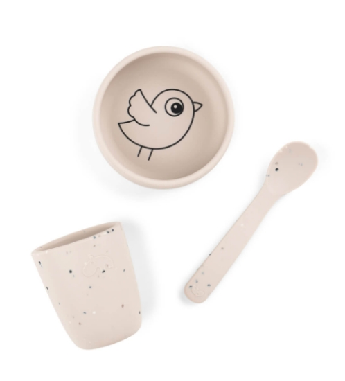 Slika Silikonski set za jelo Birdee, Sand - Done by Deer