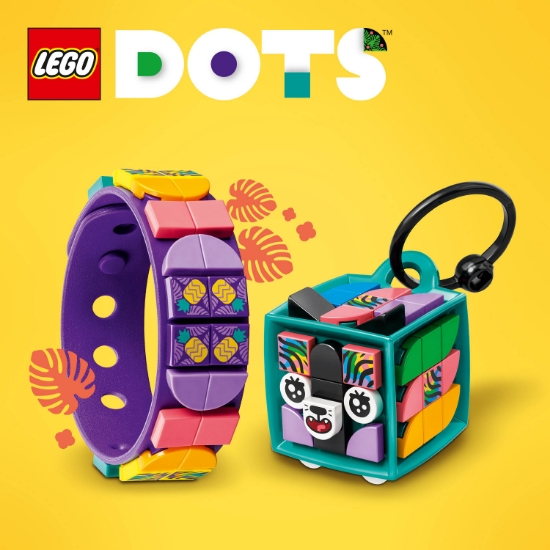 Slika LEGO® DOTS 41945 Narukvica i privjesak za torbu Neonski tigar