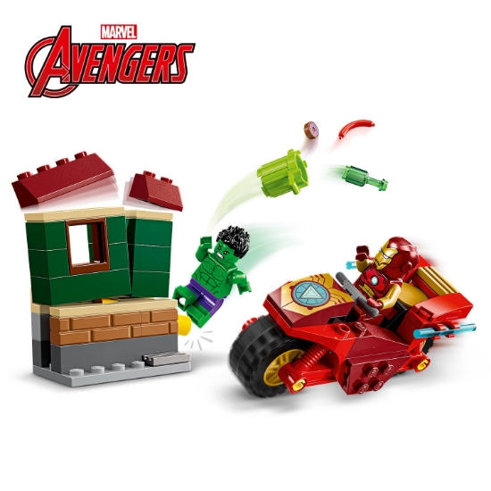 Slika LEGO® SUPER HEROES 76287 Iron Man na motociklu i Hulk