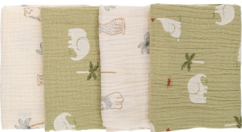 Slika Tetra krpice muslin 4/1 40x40cm zelena/bež BUBABA BY FREEON