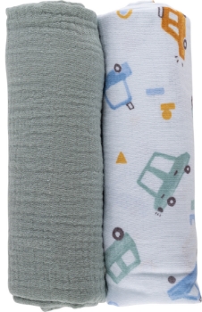 Slika Tetra pelena muslin, 2/1  70x70cm zelena/bijela BUBABA BY FREEON