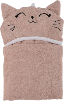 Slika Ručnik 110x75 cm, sa kapuljačom, Mačka rozi BUBABA BY FREEON
