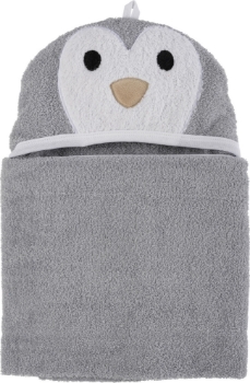 Slika Ručnik 110x75 cm, sa kapuljačom, Pingvin siva BUBABA BY FREEON