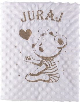 Slika Dekica personalizirana s imenom, medvjedić bijela BUBABA BY FREEON