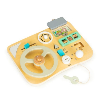 Slika Drvena upravljačka ploča volan, svijetlo siva Ecotoys 