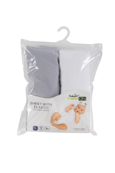 Slika Plahta za kolijevku/košaru 2/1 siva/bijela BUBABA BY FREEON 