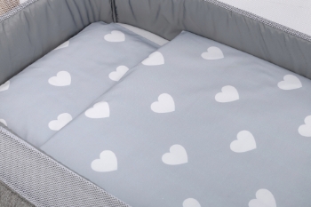 Slika Posteljina za kolijevku/košaru 5 djelna Siva srca BUBABA BY FREEON
