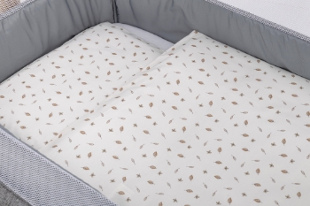 Slika Posteljina za kolijevku/košaru 5 djelna Listići bež BUBABA BY FREEON