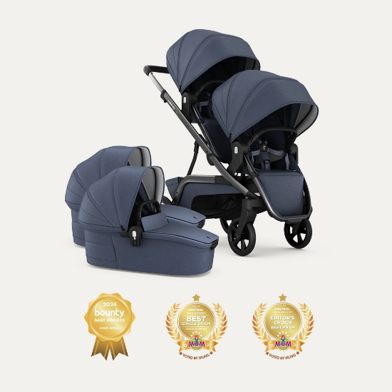 Slika NUVO Twin dječja kolica 2u1 Gun Metal, Plava Slate B REDSBABY