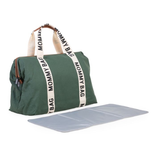 Slika Torba Mommy Bag Signature Canvas Green - Childhome