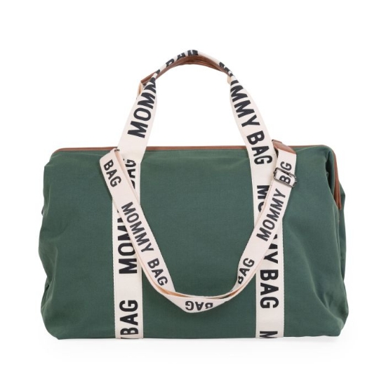 Slika Torba Mommy Bag Signature Canvas Green - Childhome