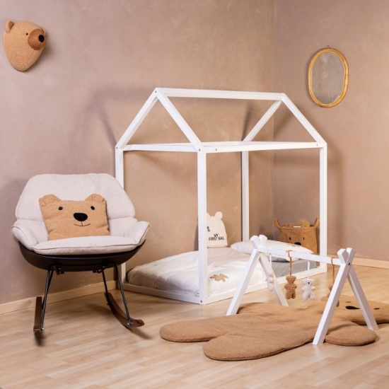 Slika Okvir za krevet kuća 70 x 140 Off White - Childhome