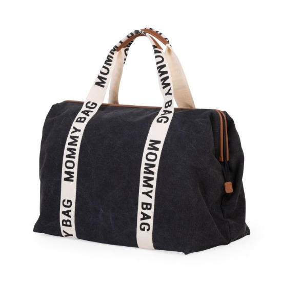 Slika Torba Mommy Bag Signature Canvas Black - Childhome