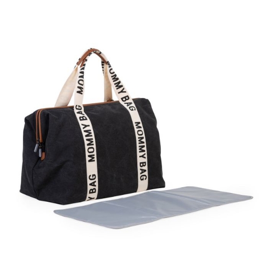 Slika Torba Mommy Bag Signature Canvas Black - Childhome