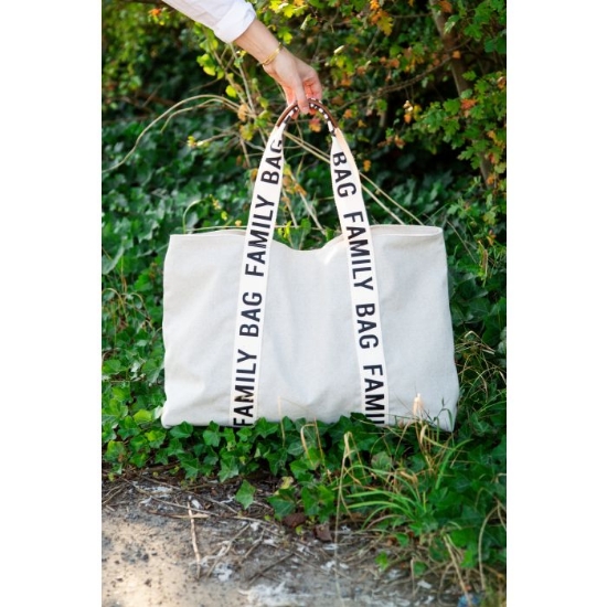 Slika Torba Family Bag Signature Canvas Off White - Childhome