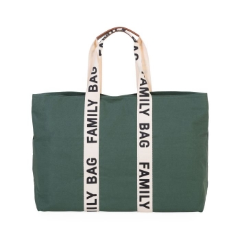Slika Torba Family Bag Signature Canvas Green - Childhome