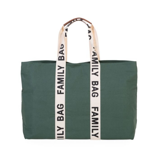 Slika Torba Family Bag Signature Canvas Green - Childhome