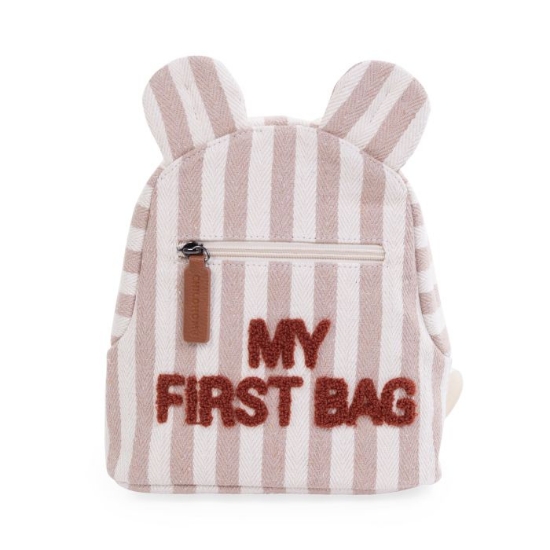 Slika Dječji ruksak 'MY FIRST BAG' Stripes Nude/Terracotta - Childhome