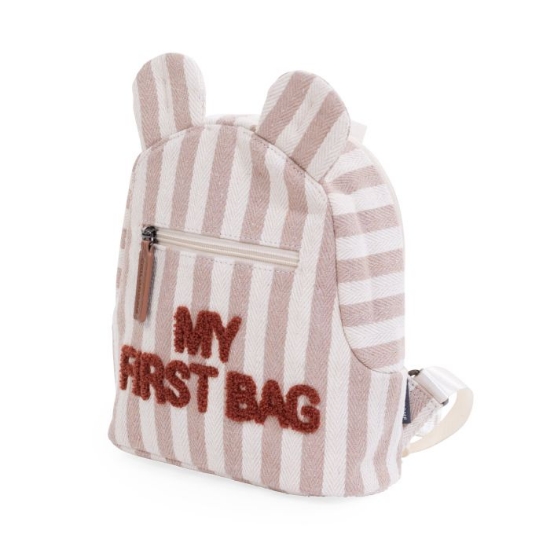 Slika Dječji ruksak 'MY FIRST BAG' Stripes Nude/Terracotta - Childhome