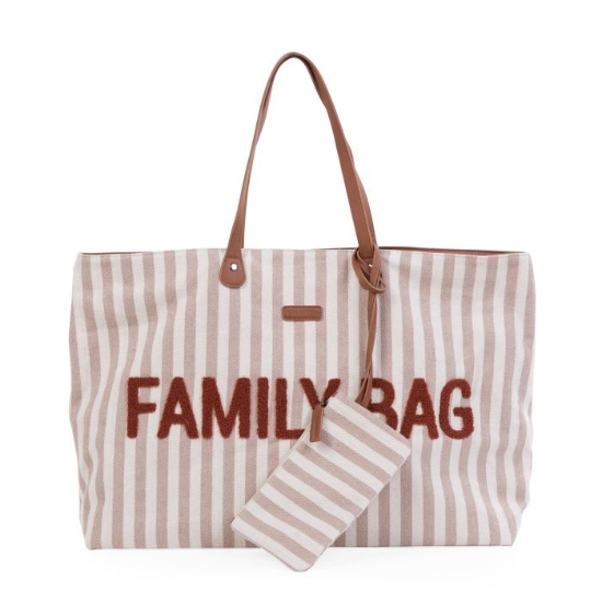 Slika Torba Family Bag Stripes Nude/Terracotta - Childhome