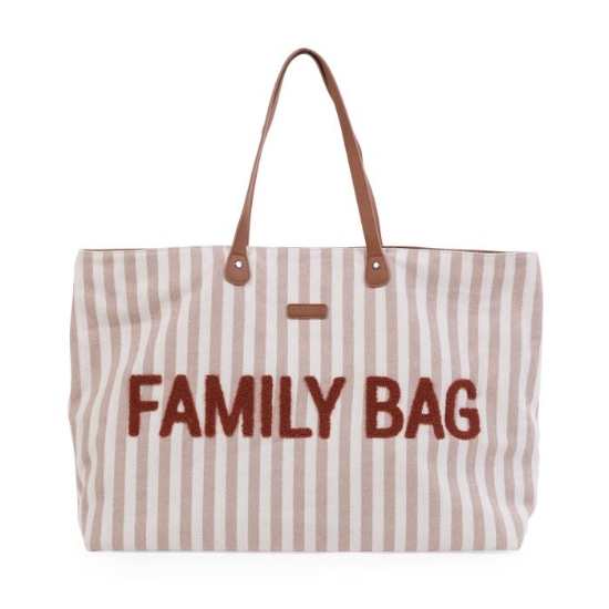 Slika Torba Family Bag Stripes Nude/Terracotta - Childhome