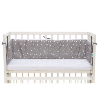 Slika Zaštitna ogradica za krevetić Cocon, siva sa zvjezdicama, Fillikid 