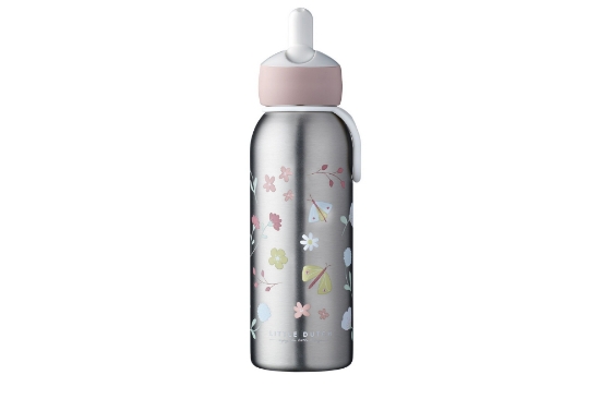 Slika Bočica od nehrđajučeg čelika flip-up Flowers & Butterflies 350ml - Little Dutch