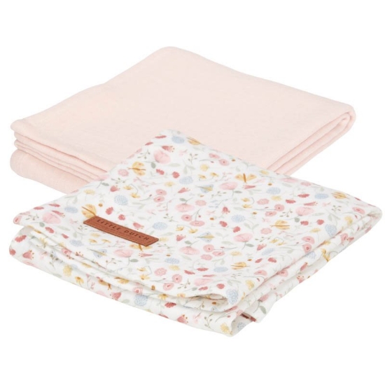 Slika Komplet 2 pamučne pelene Flowers & Butterflies/Pure Soft Pink - Little Dutch