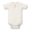 Slika Bodi kratak rukav Stripe Sand/White 68 - Little Dutch