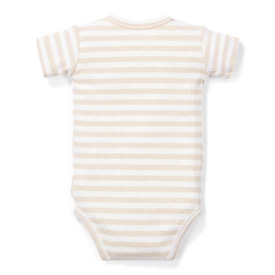 Slika Bodi kratak rukav Stripe Sand/White 68 - Little Dutch