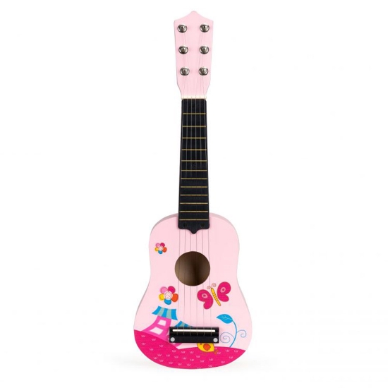 Slika Drvena dječja gitara, Pink Ecotoys 