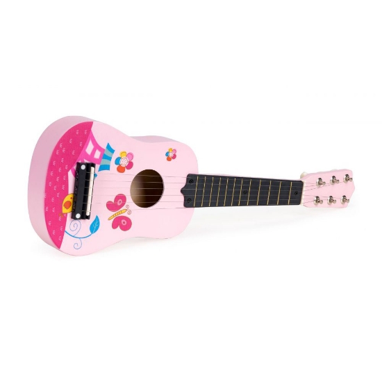 Slika Drvena dječja gitara, Pink Ecotoys 