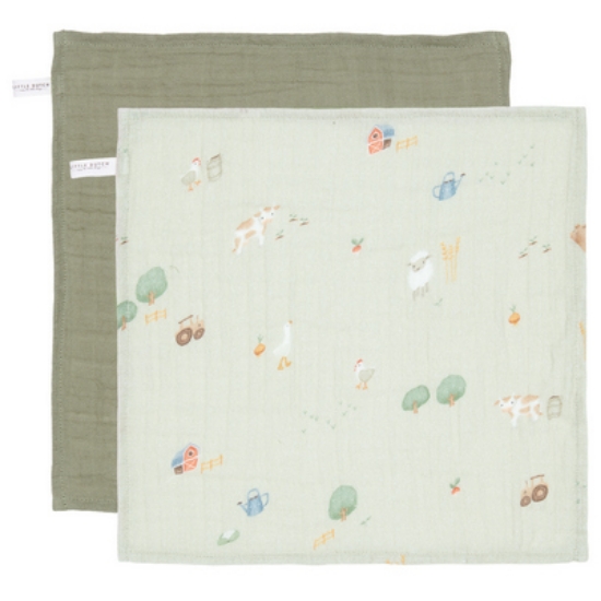 Slika Krpice za lice muslin Little Farm/Olive - Little Dutch