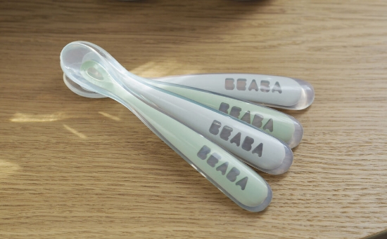 Slika Ergonomic 1st žlica set od 4 kom velvet grey/sage green - Beaba