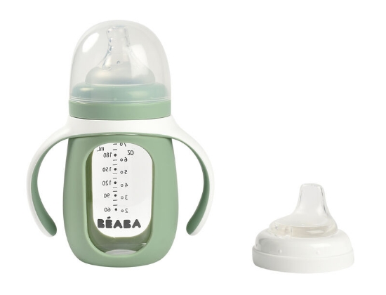 Slika Bočica od stakla za učenje pitja 210ml sage green - Beaba