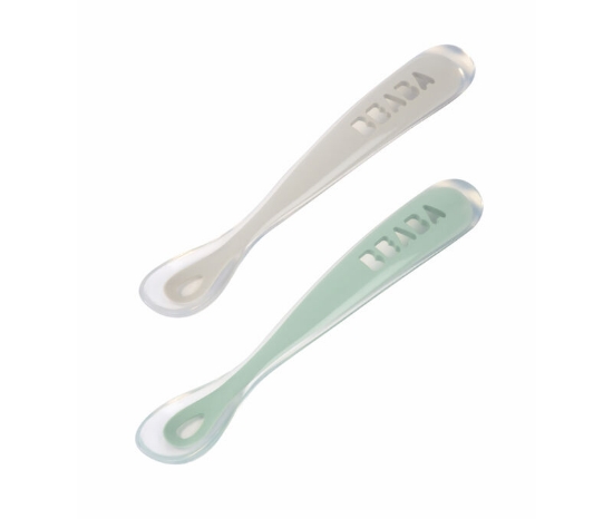 Slika Ergonomic 2nd žlica set od 2 kom grey/sage green - Beaba