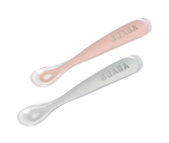 Slika Ergonomic 1st žlica set od 2 kom grey/pink - Beaba