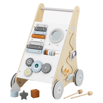 Prikažite detalje za Drvena multi-aktivnosna kolica za učenje hodanja blue tryco®  Slika Drvena multi-aktivnosna kolica za učenje hodanja blue tryco®