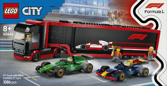 Slika LEGO® CITY 60445 Kamion za F1® s autima RB20 i AMR24 za F1®