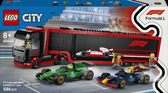 Slika LEGO® CITY 60445 Kamion za F1® s autima RB20 i AMR24 za F1®