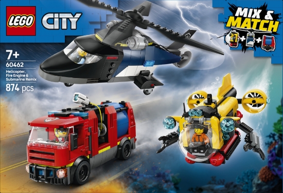 Slika LEGO® CITY 60462 Helikopter, vatrogasni kamion i podmornica