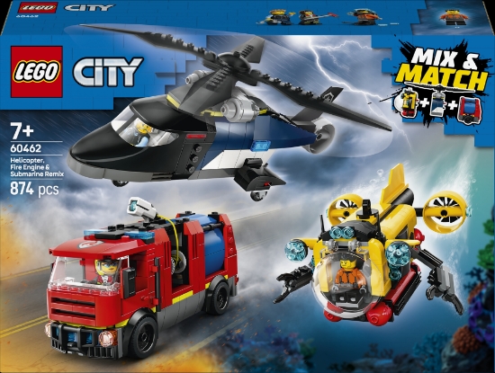 Slika LEGO® CITY 60462 Helikopter, vatrogasni kamion i podmornica