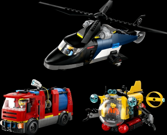 Slika LEGO® CITY 60462 Helikopter, vatrogasni kamion i podmornica