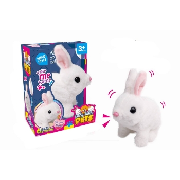 Slika My Pet, bijeli plišani zeko na baterije, 20cm, zvuk