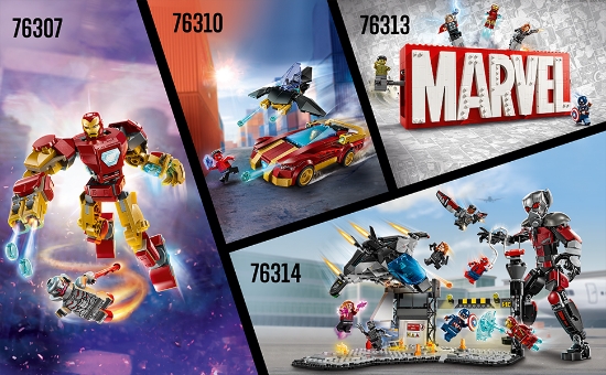 Slika LEGO® SUPER HEROES 76313 Logotip MARVEL i figurice