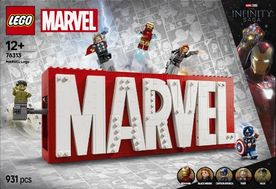 Slika LEGO® SUPER HEROES 76313 Logotip MARVEL i figurice