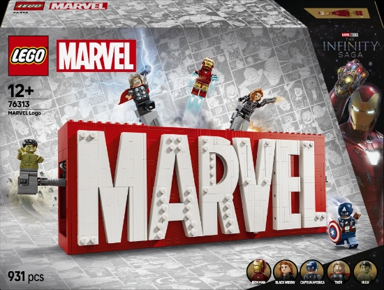 Slika LEGO® SUPER HEROES 76313 Logotip MARVEL i figurice