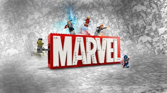 Slika LEGO® SUPER HEROES 76313 Logotip MARVEL i figurice